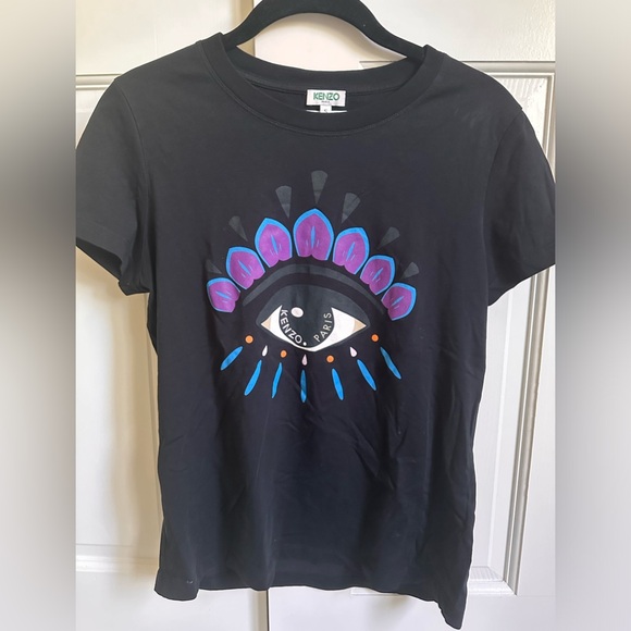 Kenzo Tops - Kenzo Black Cotton Eye Printed T-Shirt